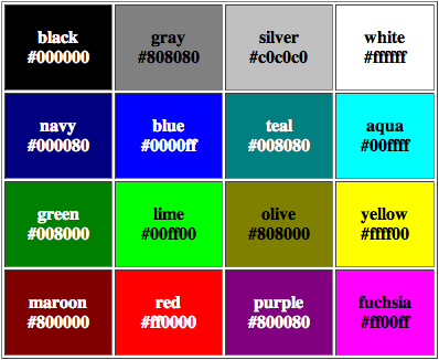 Twitter Color Chart